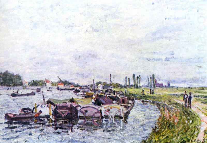 Alfred Sisley Frachtkahne bei Saint-Mammes china oil painting image